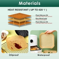 100 PCS Square Air Fryer Paper Liners (8-Inch) | Disposable Oil-Proof Parchment Sheets