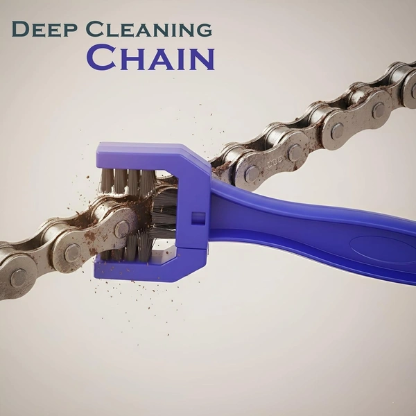 Multi-Purpose Bike Chain Cleaner Brush | 3-Sided Maintenance Tool for Motorcycles & Bicycles (Blue)