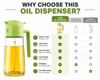 2-in-1 Oil Sprayer & Dispenser Bottle 550ml – Glass Olive Oil Spray Bottle for Cooking, BBQ, Air Fryer, Salad & Kitchen | Leak-Proof, Refillable