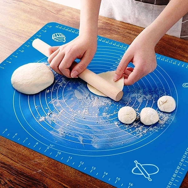 Premium Non-Stick Silicone Roti & Baking Mat (50x40 cm) | Blue Chapati Atta Kneading Mat