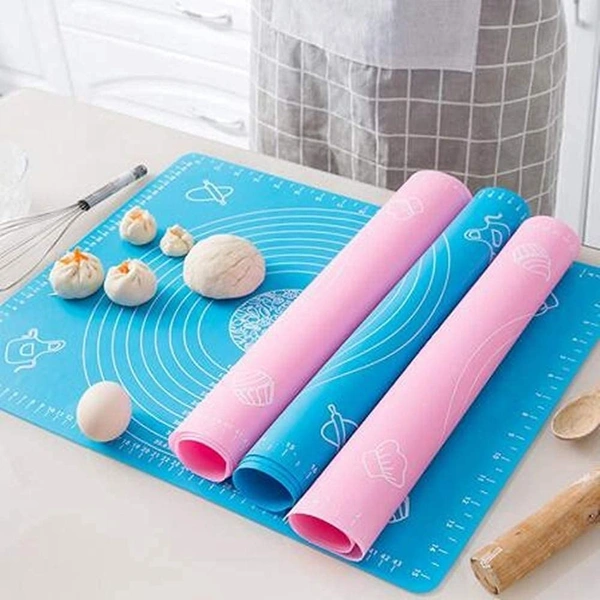 Premium Non-Stick Silicone Roti & Baking Mat (50x40 cm) | Blue Chapati Atta Kneading Mat