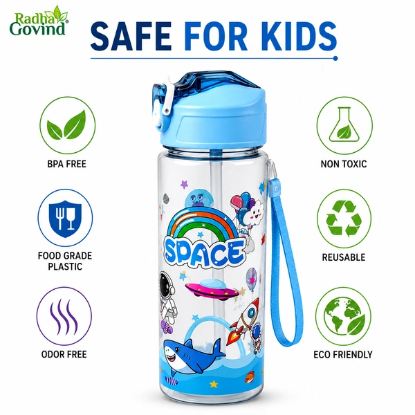 900ml Kids Space Water Bottle with Straw – BPA Free Leak-Proof Sipper Bottle for School, Travel, Sports & Outdoor Activities