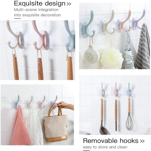 (Pack of 2) Premium Sticker Towel Hook | Self-Adhesive Wall Holder for Bathroom & Kitchen