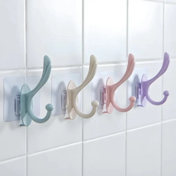 (Pack of 2) Premium Sticker Towel Hook | Self-Adhesive Wall Holder for Bathroom & Kitchen