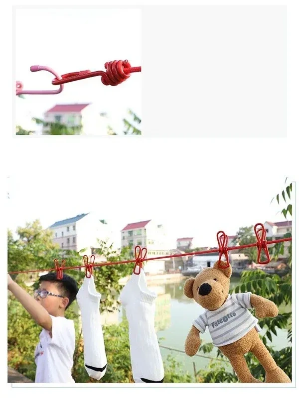 ELASTIC CLOTH DRYING ROPE WITH 12 METAL CLIP