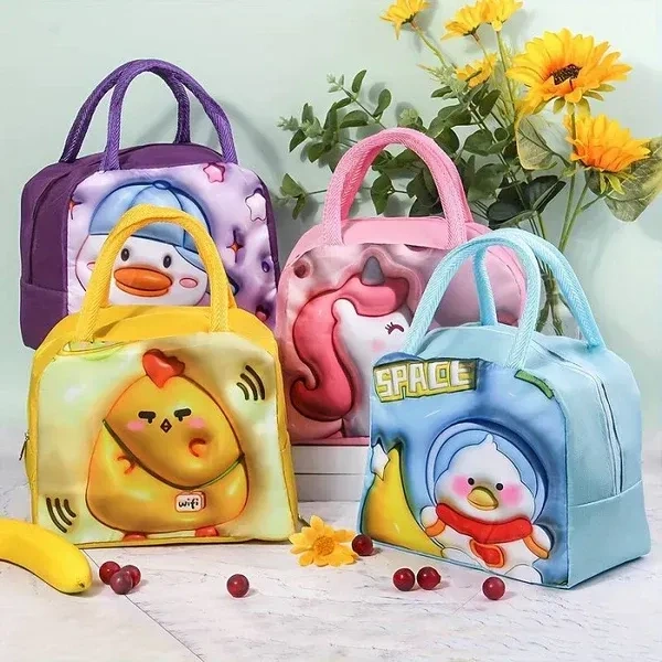 Thermal Insulation Lunch Bag for Office, School Picnic, Portable Hand Zipper Lunch Bag, Cartoon Pet Thermal Insulated Lunch Bag for Kids