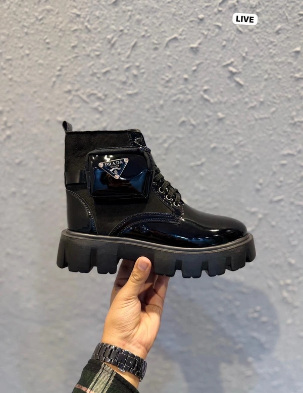 PRADA PARIS BLACK SUEDE POCKET BOOTS