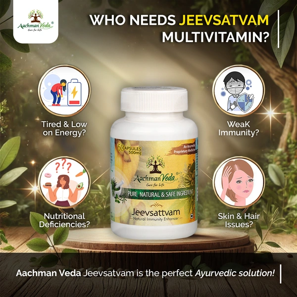 Aachman Veda Jeevsattvam (Multivitamin) Veg Capsules - 2