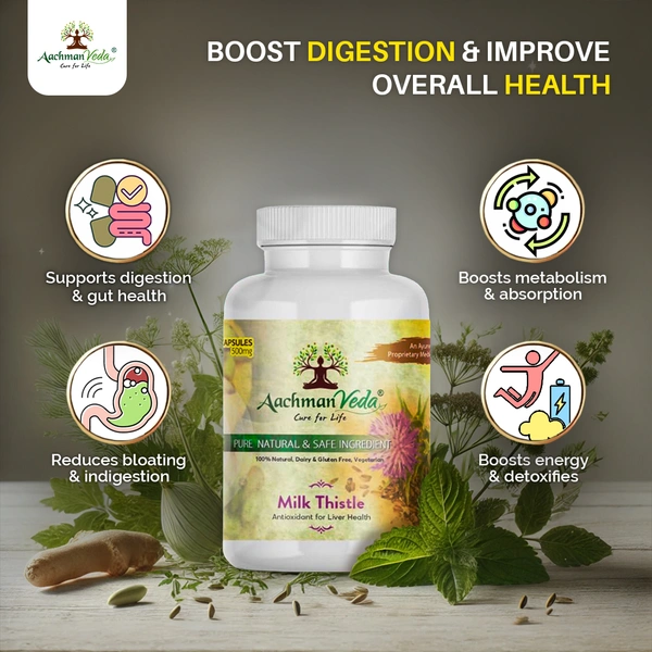 Aachman Veda Milk Thistle Veg Capsules - 3