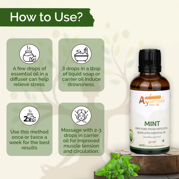 Aashman Ayurveda Mint Pure Steam Distilled Essential Oil - 2