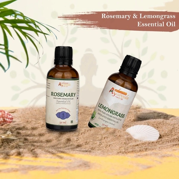 Aashman Ayurveda Rosemary & Lemongrass Pure Steam Distilled Essential Oil - COMBO