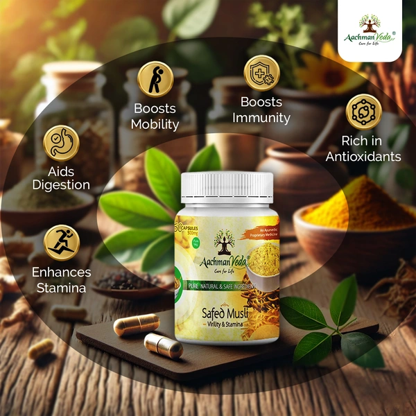 Aachman Veda Safed Musli Veg Capsules - 1