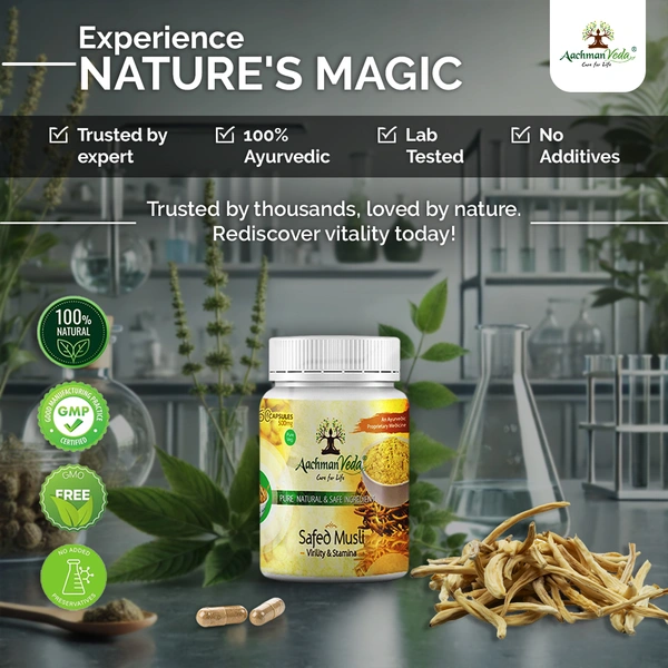 Aachman Veda Safed Musli Veg Capsules - 1