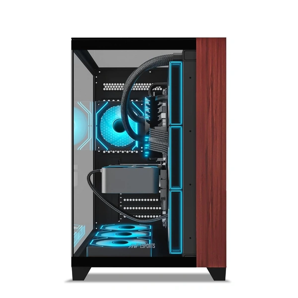 Ant Esports Crystal Wood ATX Mid-Tower Computer Case/Gaming Cabinet with Type-C - Black | Support ATX, Micro-ATX, Mini-ITX | Pre-Installed 4 ARGB Infinity Mirror Fans - Black