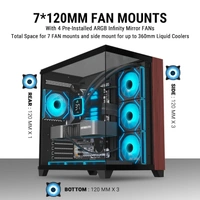 Ant Esports Crystal Wood ATX Mid-Tower Computer Case/Gaming Cabinet with Type-C - Black | Support ATX, Micro-ATX, Mini-ITX | Pre-Installed 4 ARGB Infinity Mirror Fans - Black