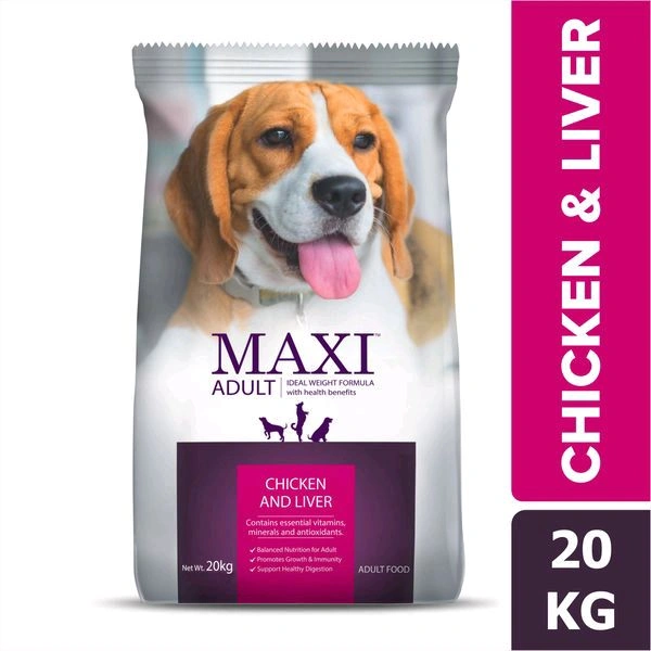 Maxi Dod Adult Dog Food 500gm - Chicken & Liver - Dry Food for Healthy Digestion & Regular Activity