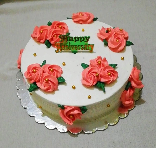 Pink Rose Plain Vanilla Cake