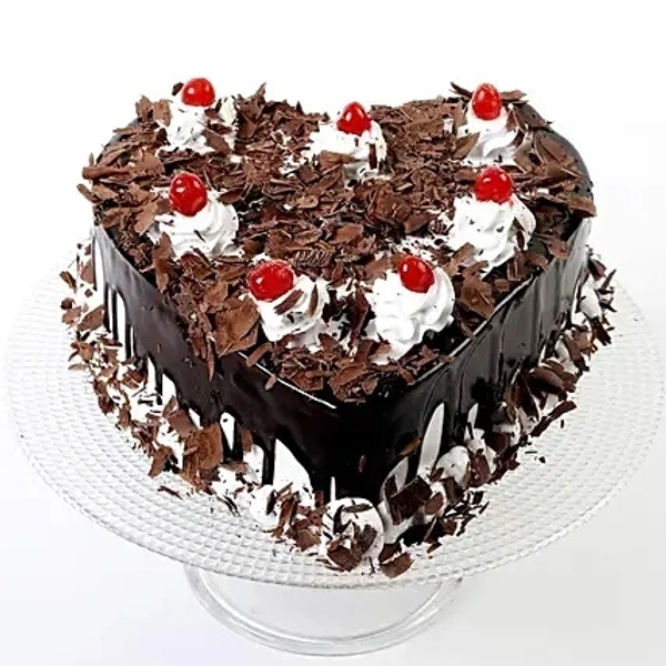 Love Shape Chocolate Sauce Loaded Black Forest Cake
