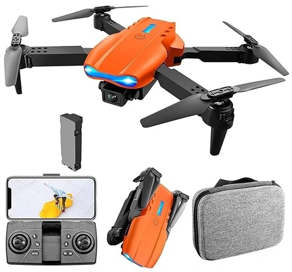 WEADFAX-Foldable-Toy-Drone-with-HQ-WiFi-Camera-Remote-Control-for-Kids-Quadcopter-with-Gesture-Selfie-Flips-Bounce-Mode-App-One-Key-Headless-Mode-functionality (Orange)