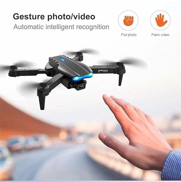 WEADFAX-Foldable-Toy-Drone-with-HQ-WiFi-Camera-Remote-Control-for-Kids-Quadcopter-with-Gesture-Selfie-Flips-Bounce-Mode-App-One-Key-Headless-Mode-functionality (Orange)