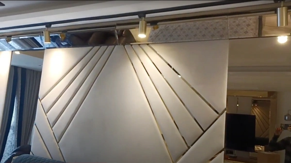 Blonde Roast Bed | Premium Upholstered Bed with Stylish Golden Accents - Customised Wallpaper