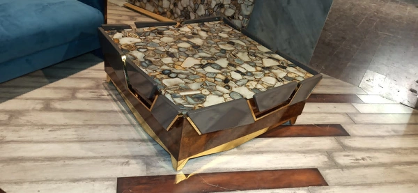 Agate Style – Premium Center Table with Resin and Stone Finish