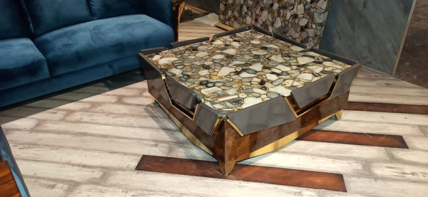 Agate Style – Premium Center Table with Resin and Stone Finish