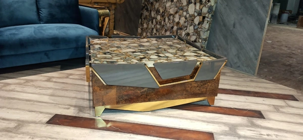 Agate Style – Premium Center Table with Resin and Stone Finish