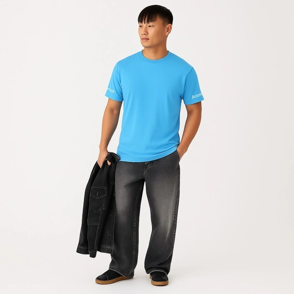 Premium Cotton T-Shirt for Men | Solid Sky Blue