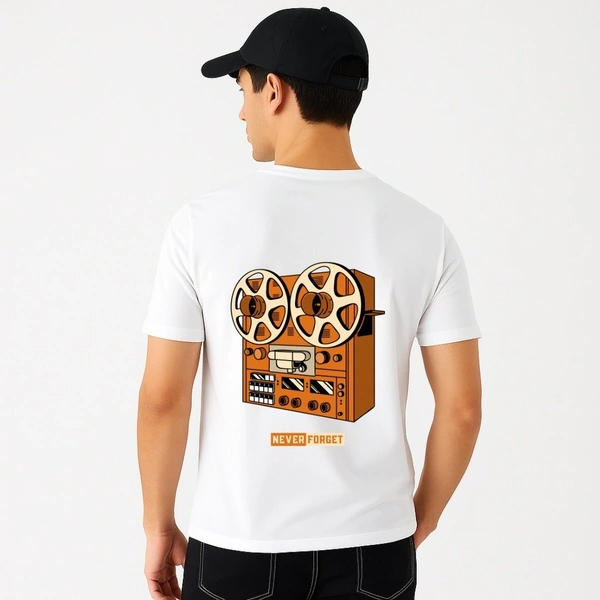 Men’s Premium Cotton Regular Fit T-Shirt – White with “Never Forget” Graphic Print