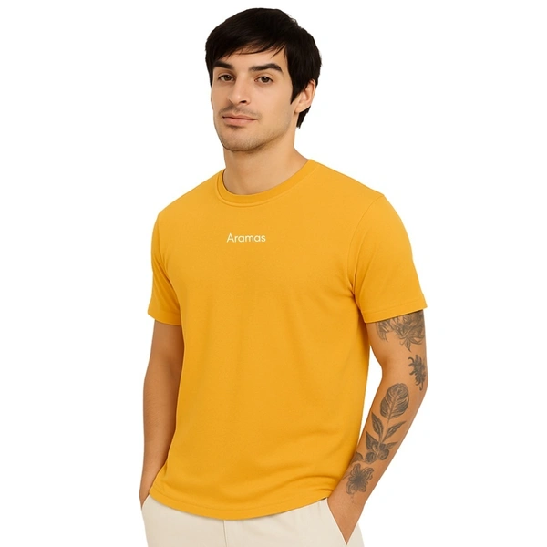 Men’s Premium Cotton Regular Fit T-Shirt – Yellow with “Stampeding to Triumph” Graphic Print