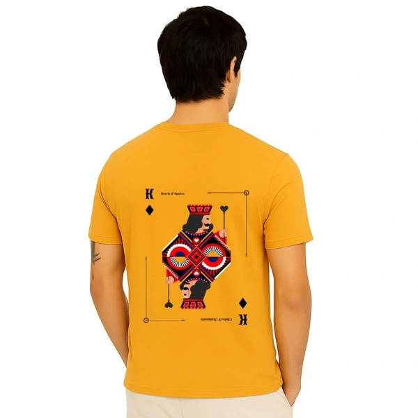 Men’s Premium Cotton Regular Fit T-Shirt – Yellow with “King Card” Graphic Print