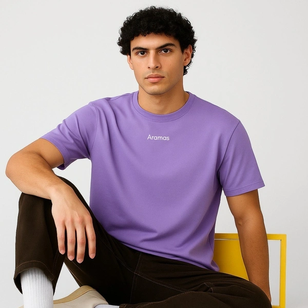 Aramas Originals Men’s Premium Cotton Regular Fit T-Shirt – Lavender with “Swag Lifestyle” Graphic Print - S, Lavender, 220g, 1