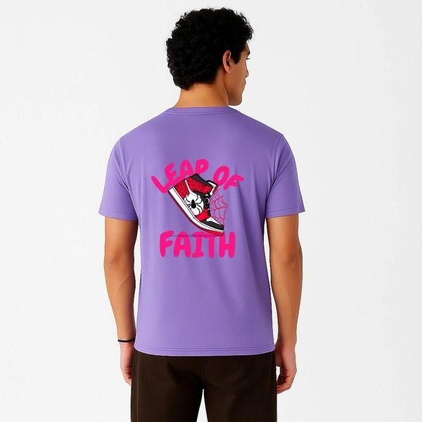 Men’s Premium Cotton Regular Fit T-Shirt – Lavender with “Leap of Faith” Graphic Print