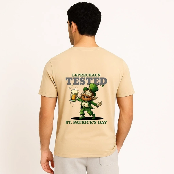 Men’s Premium Cotton Regular Fit T-Shirt – Cream with “Patrick's Day” Graphic Print