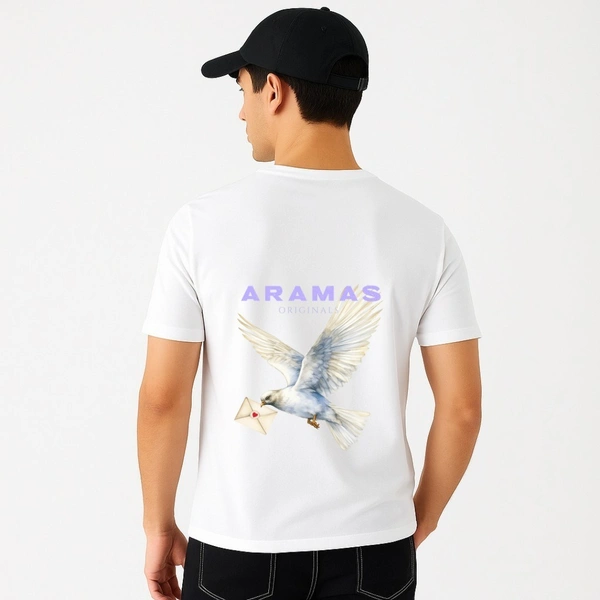 Men’s Premium Cotton Regular Fit T-Shirt – White with “Pigeon” Graphic Print