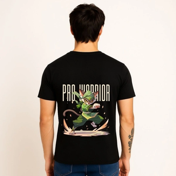 Men’s Premium Cotton Regular Fit T-Shirt – Black with “Pro Warrior” Graphic Print