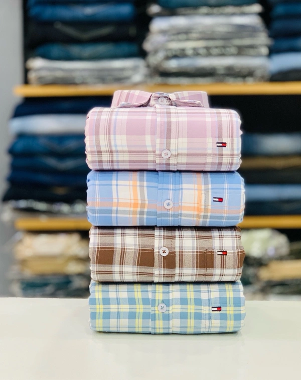 Tommy Check Shirts (Pack Of 4 Shirts) - L 40