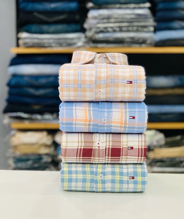 Tommy Check Shirts (Pack Of 4 Shirts) - L 40