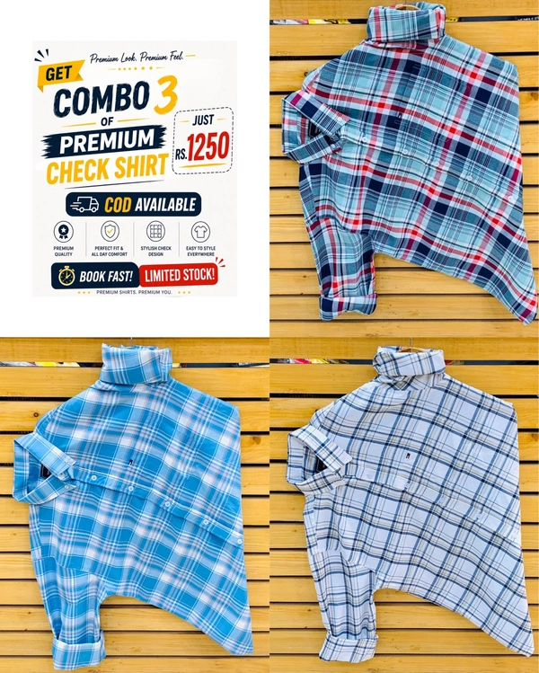 Tommy Check Shirts (Pack of 3) - M 38