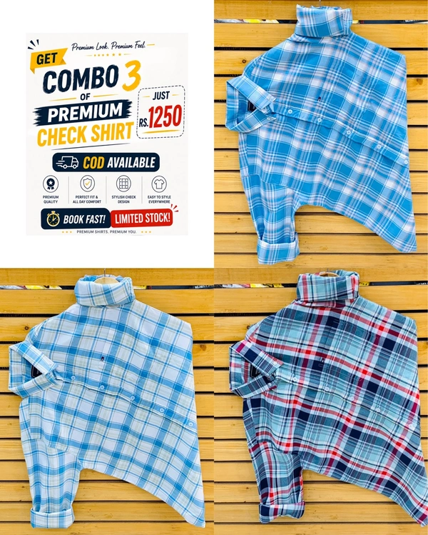 Tommy Check Shirts (Pack of 3) - M 38