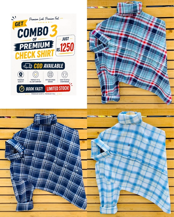 Tommy Check Shirts (Pack Of 3) - L 40