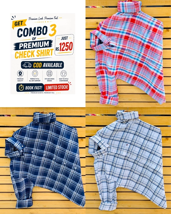 Tommy Check Shirts (Pack Of 3) - L 40