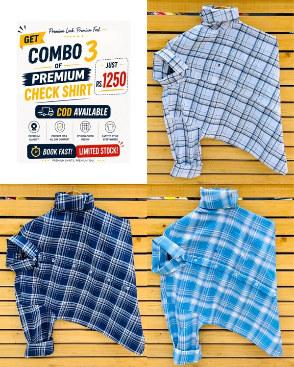Tommy Check Shirts (Pack Of 3) - XL 42