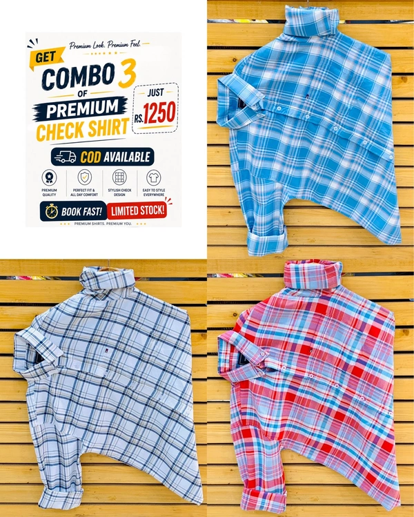 Tommy Check Shirts (Pack Of 3) - L 40