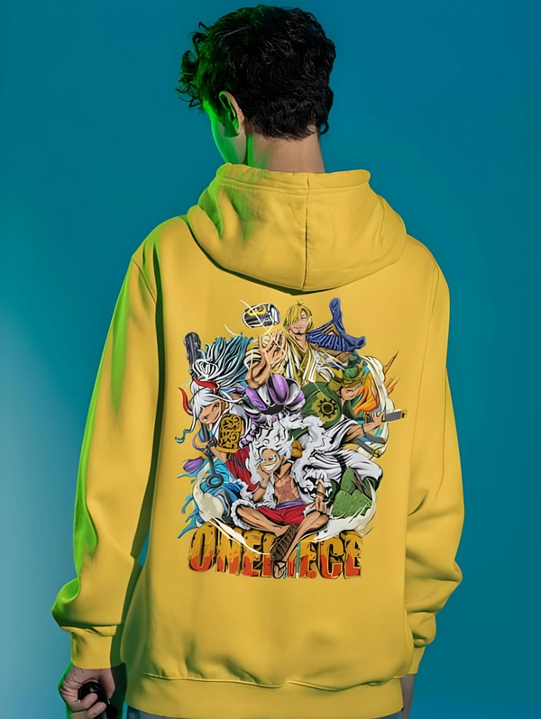 One piece Backprint Anime Hoodies - Yellow, L