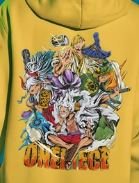 One piece Backprint Anime Hoodies - Yellow, L