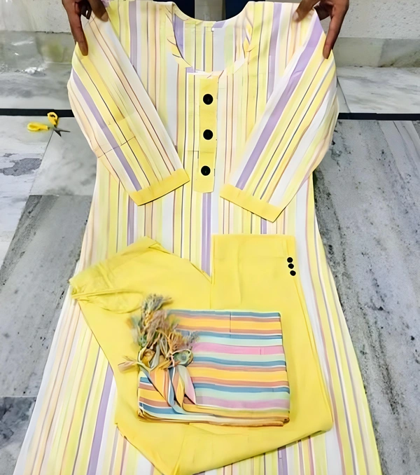 Khadi cotton kurti - Yellow, XL