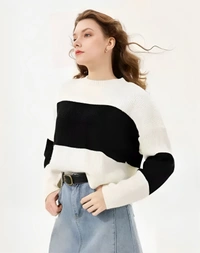 Women White & Black Antiviral Protective Finish Cropped T-shirt - Black, M