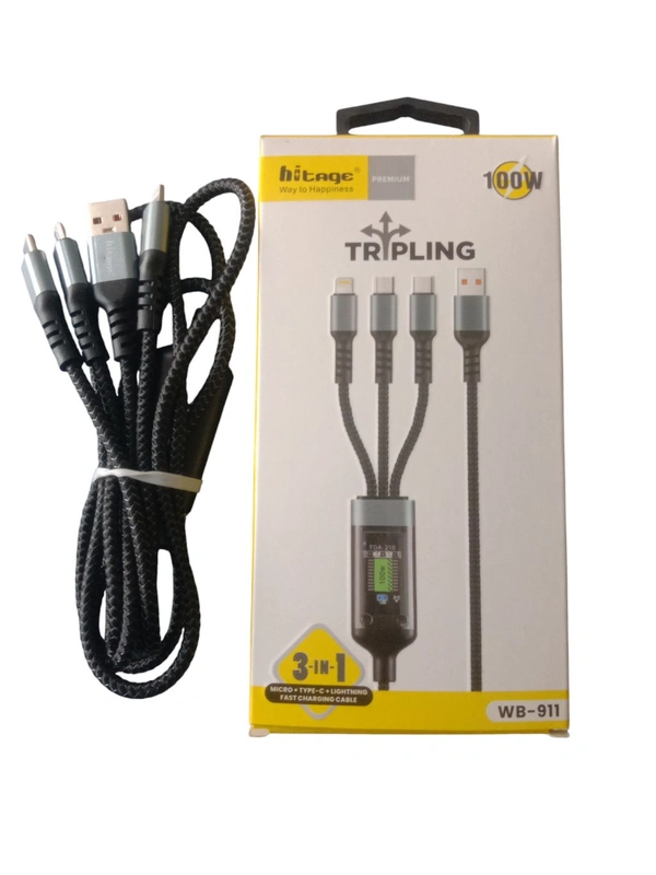 Hitage 3-in-1 100w Data Cable 